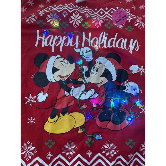 Disney Mickey and Minnie Happy Holidays light up sweater size Xl NWT New Battery - Picture 8 of 9
